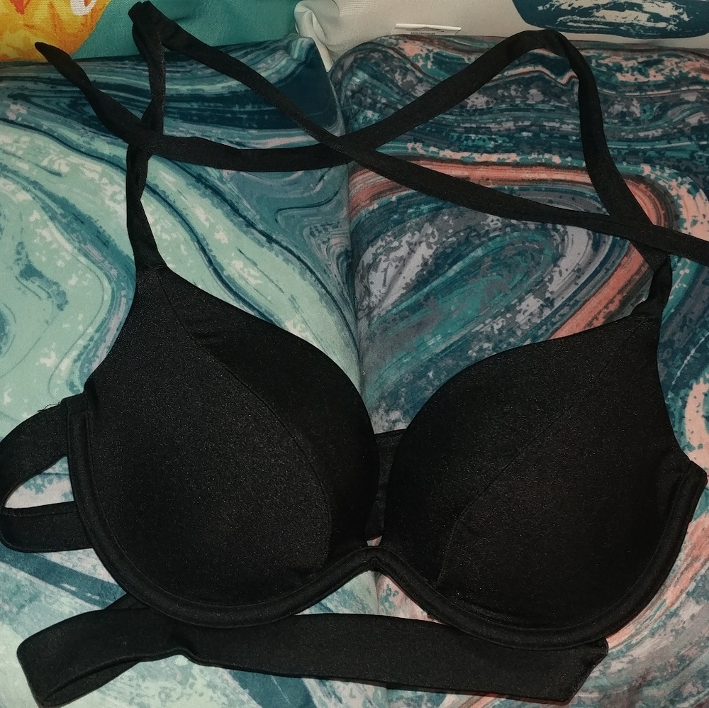Super Cute Black Strappy Bikini Top VS
